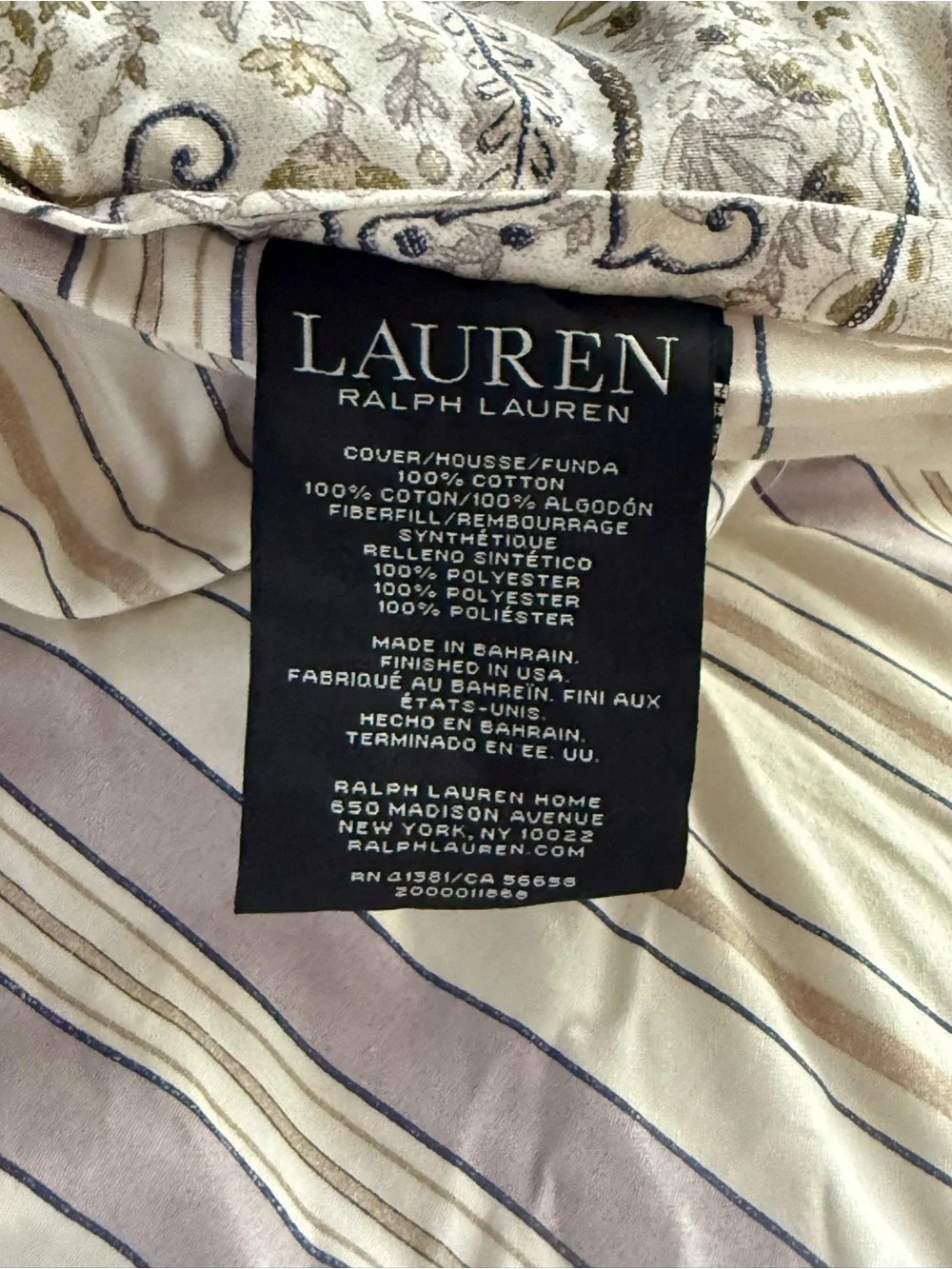 Ralph Lauren Paisley Queen comforter and Pillow Shams in Beige, Cream & Blue